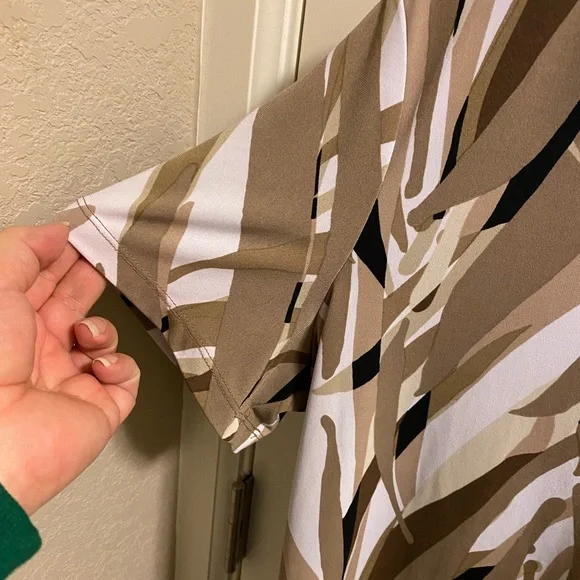 Dana Buchman L Blouse Large Beaded Short Sleeve Top Shirt Lg Stretch - Picture 4 of 8